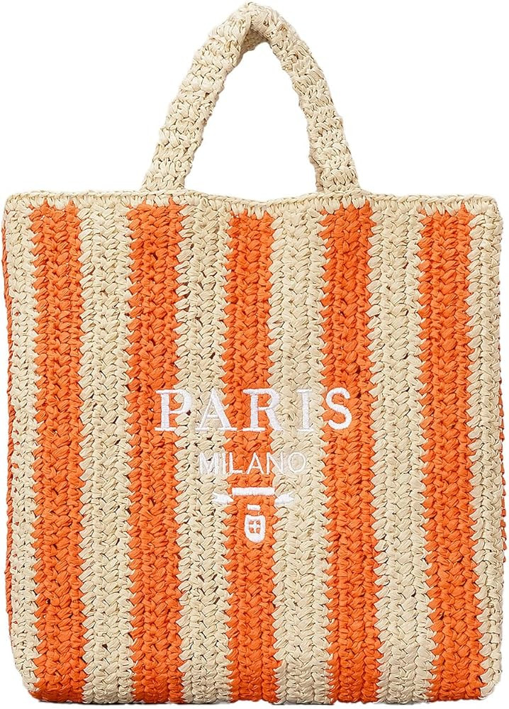 Straw Beach Bag for Women Summer Woven Tote Bag Packable Straw Purses and Handbags for Vacation H... | Amazon (US)