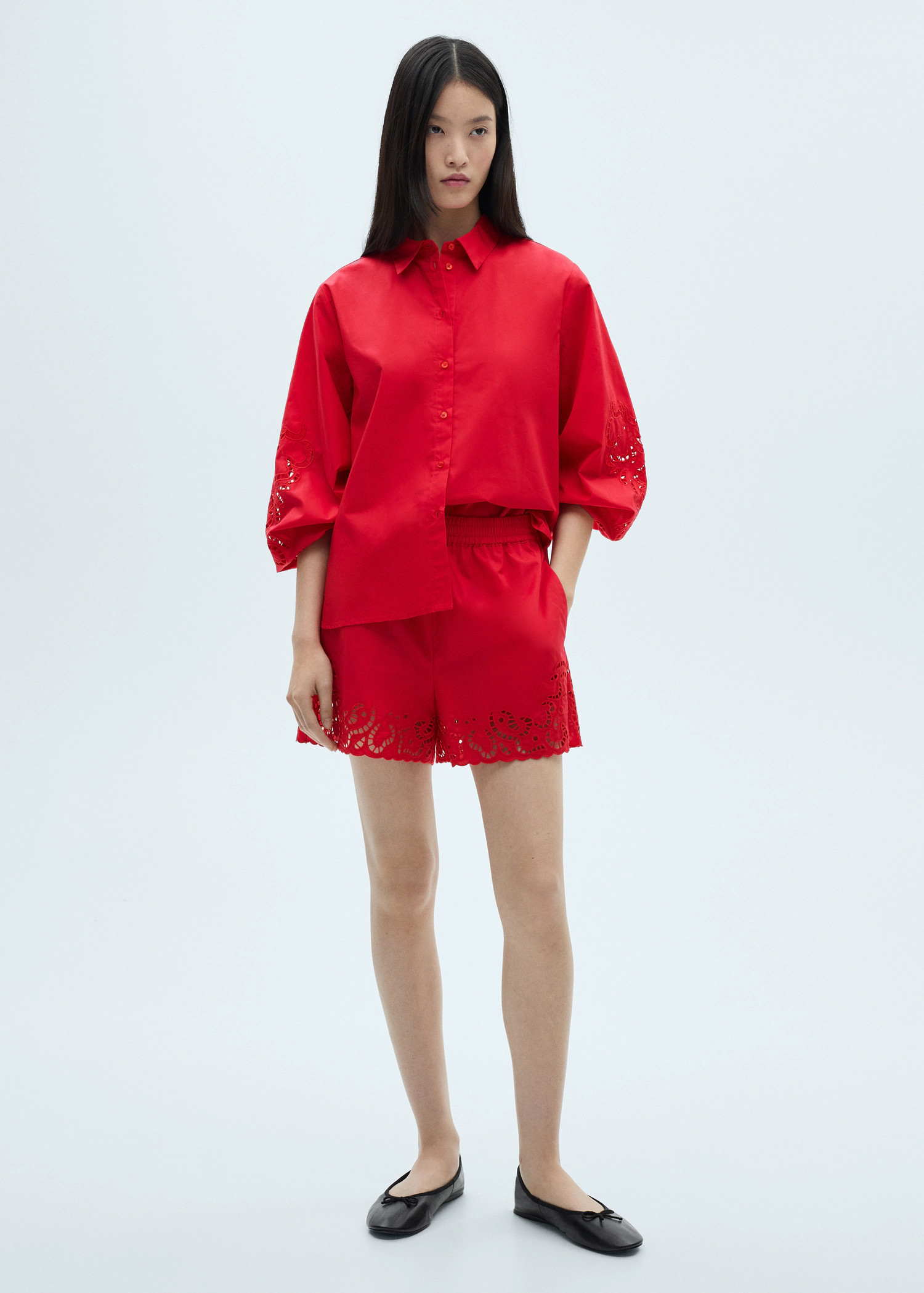 Cotton shorts with openwork details - Women | MANGO USA | Mango (US/MX/AU)