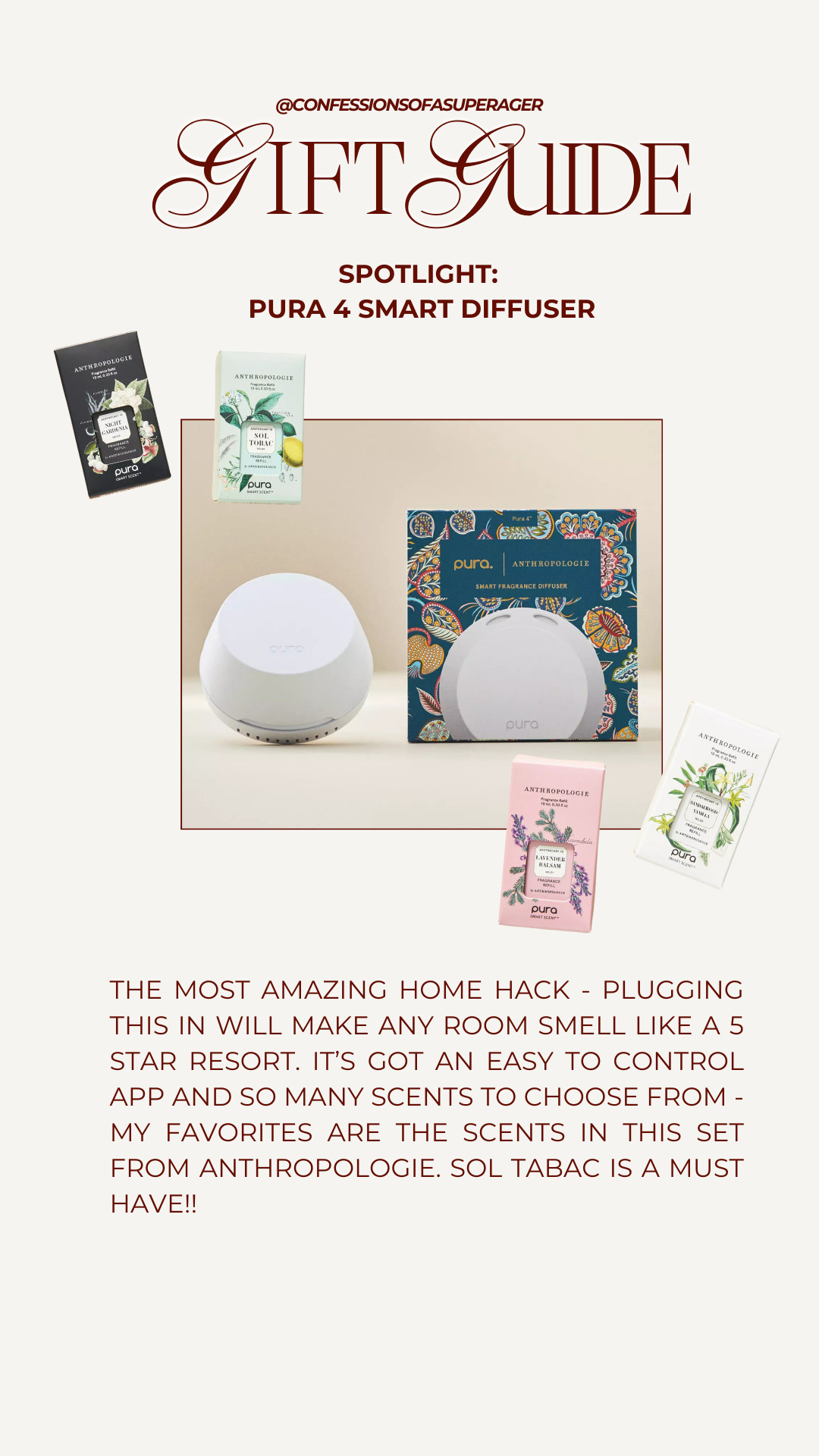If you want your home to smell like a luxury hotel, this is it. 🤍 The Pura 4 Smart Diffuser is my go-to home upgrade—app-controlled, endlessly customizable, and the Anthropologie scents are next level (Sol Tabac is a must). Such an easy way to elevate any space and one of my favorite gift ideas right now. Linked on LTK for easy shopping 

 

#LTKGiftGuide #LTKHoliday #LTKHome