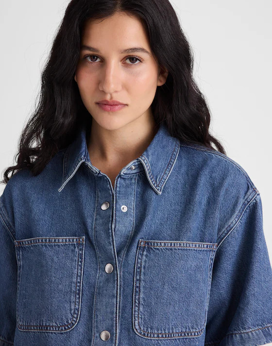Boxy Crop Button-Up Shirt in Airy Denim | Madewell
