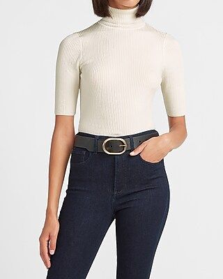 Ribbed Elbow Sleeve Turtleneck Sweater | Express