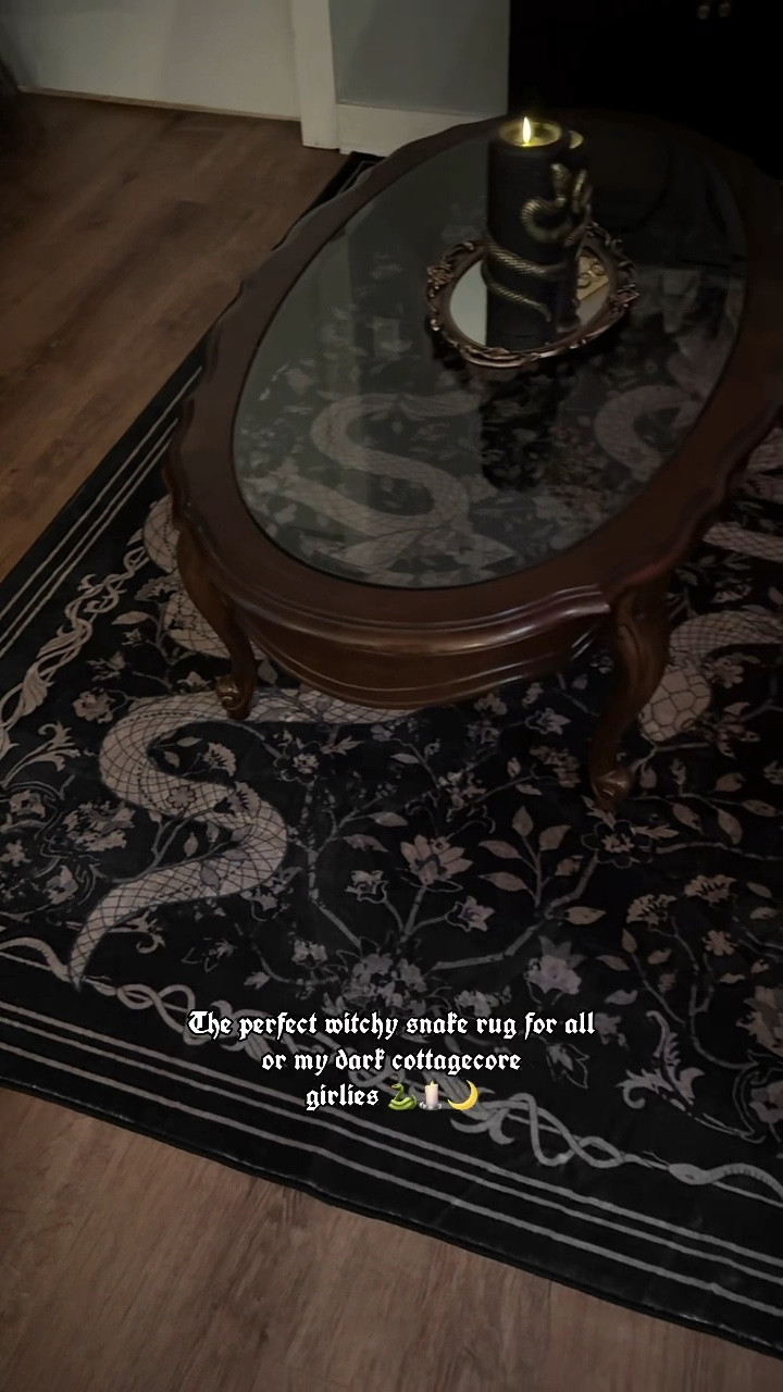 The perfect washable witchy snake rug for all of my dark cottagecore girlies. love how
this goes with the spooky theme of my living room so much!

#darkhomedecor #snakerug #gothhome #gothichome #gothhomedecor #darkcottagecore #darkacademia #witchyhome #darkfantasyaesthetic #victoriangoth #brokegothgirl
#moodyhomedecor #arearug #washablerugs

#LTKHome #LTKSeasonal
