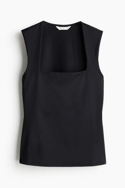 Square-neck Jersey Top - Black - Ladies | H&M US | H&M (US + CA)