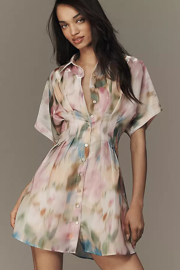 The Tobie Organza Mini Shirt Dress by Exquise | Anthropologie (US)