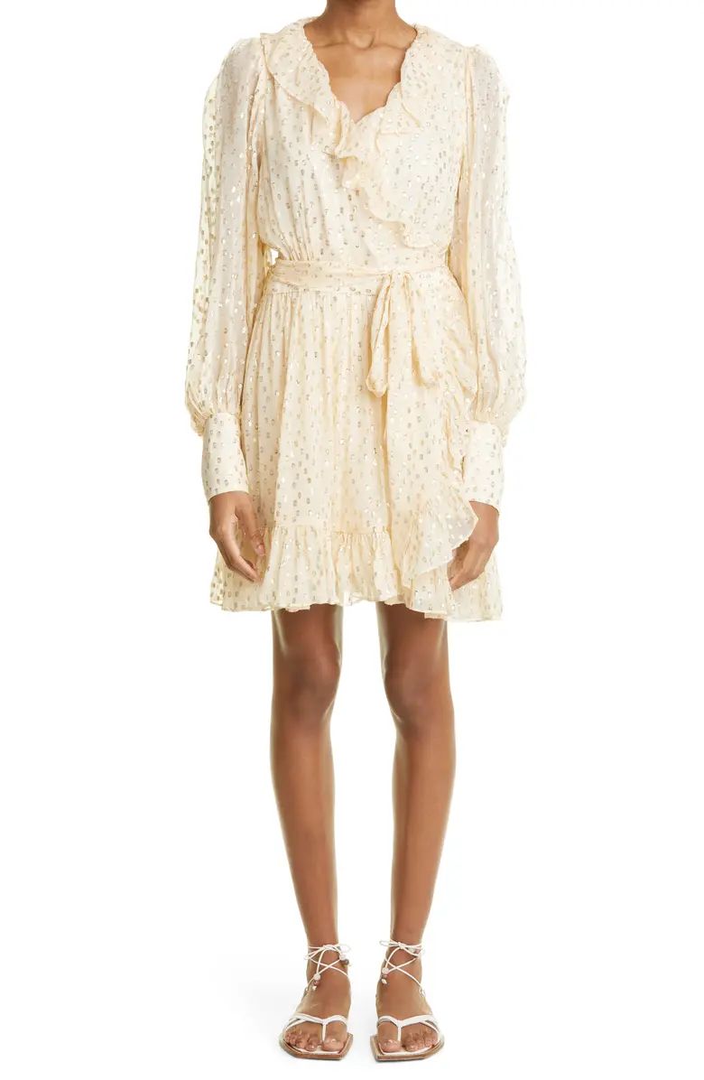 Ruffle Long Sleeve Silk Fil Coupé Wrap MinidressZIMMERMANN | Nordstrom