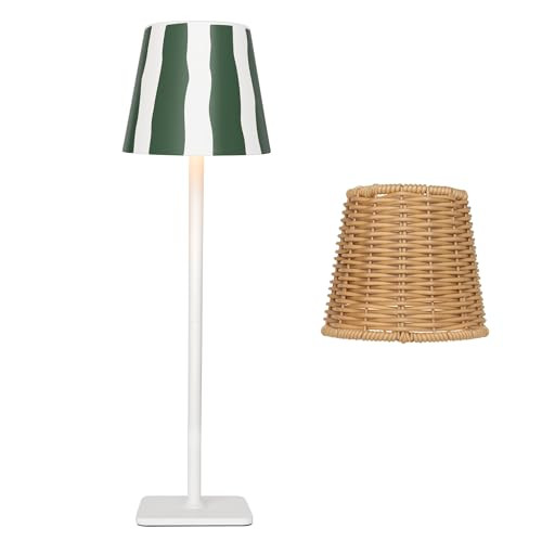 Mr. White Outdoor Waterproof Cordless Wireless Rechargeable Portable Top Touch Battery Operated Powered LED Table Lamp Desk Lamp Lights for Restaurant Kitchen Patio Dinner Dining (Green) | Amazon (US)
