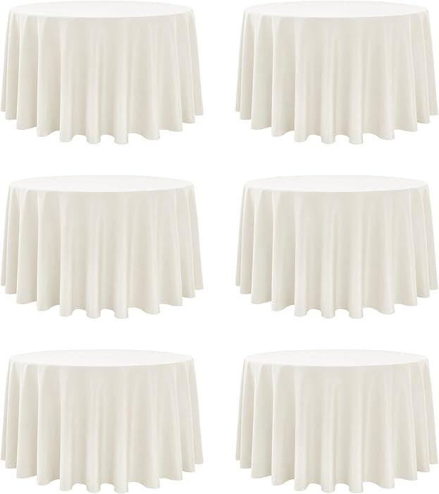 6-Pack Ivory Round Tablecloths, 120 Inches, Stain-Resistant Polyester for 5-6 Ft Round Tables - W... | Amazon (US)