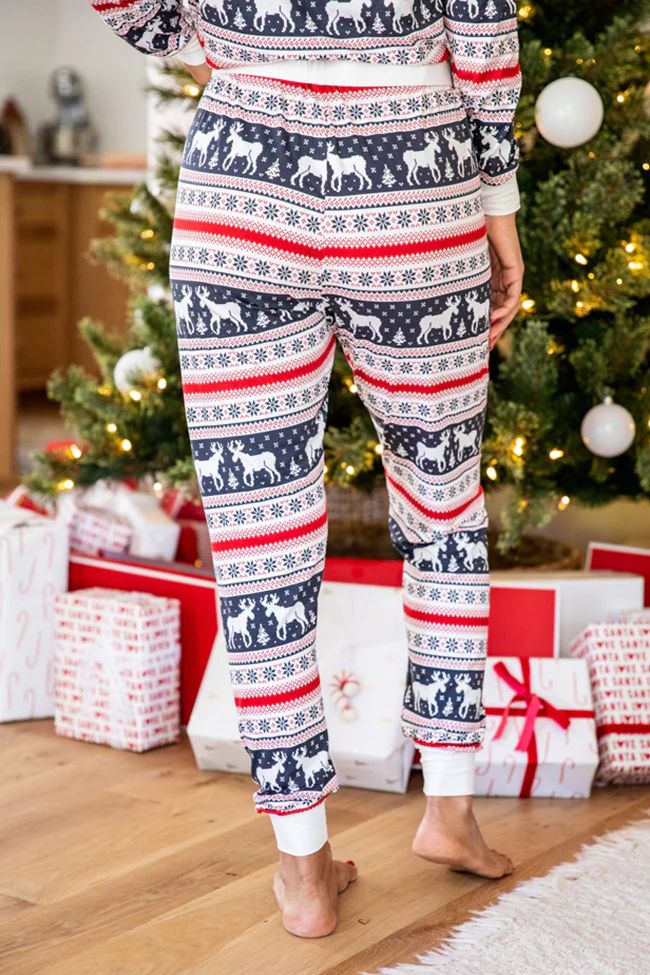 Holly And Jolly Charcoal Christmas Print Pajama Joggers | Pink Lily