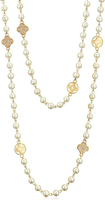 IDOKAWA 8MM Round Simulated Shell Pearl Strand Layered Necklace for Women, Dainty Multiple Strand... | Amazon (US)