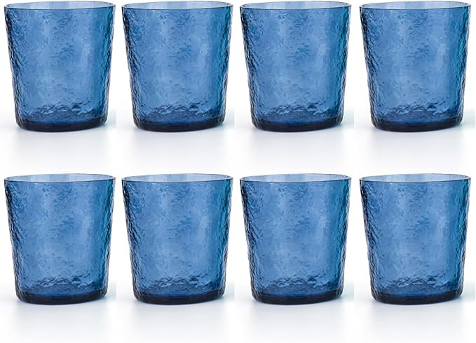 KX-WARE 12-ounce Acrylic Old Flashion Glasses Plastic Tumblers, set of 8 Blue | Amazon (US)
