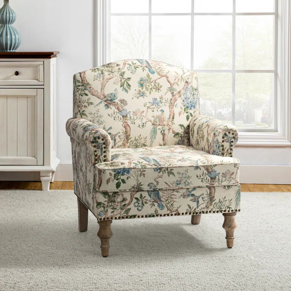 Mooresville Wooden Upholstered 30" W Armchair with Camelback | Wayfair North America
