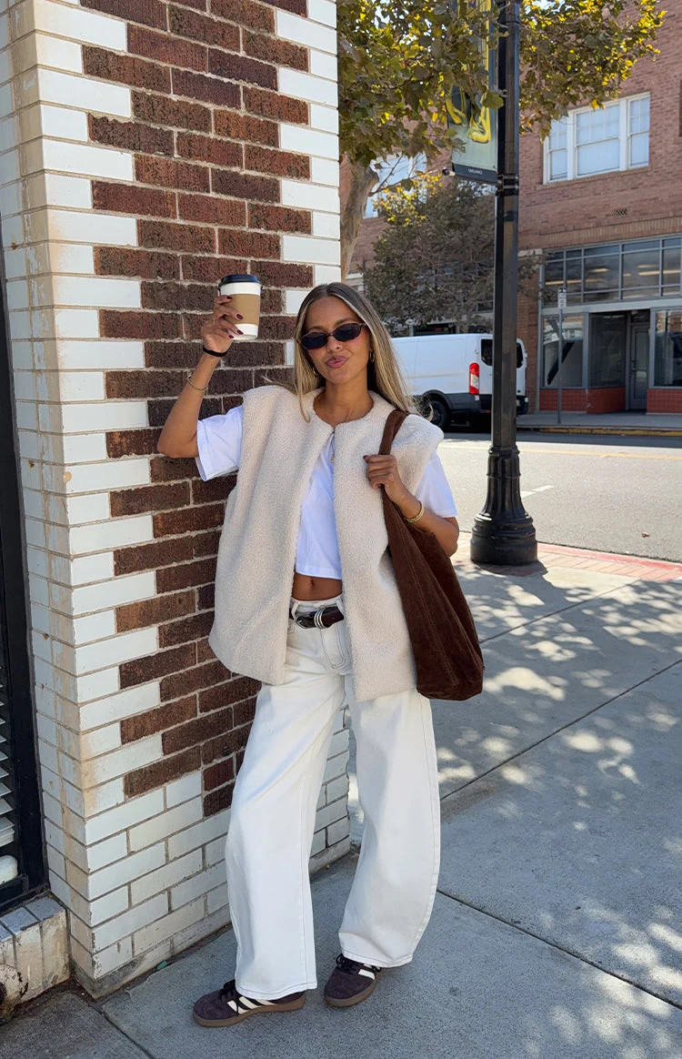 Summi Cream Teddy Fleece Vest | Beginning Boutique (US)