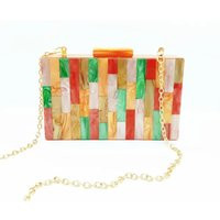 Geometric Patchwork Acrylic Clutch, Multicolor Tortoise Shell Multicolored Evening Party Clutch | Etsy (US)