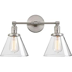 Phansthy Double Sconce Light Industrial Wall Light with Dual 7.3 Inch Cone Clear Glass Lampshade(... | Amazon (US)