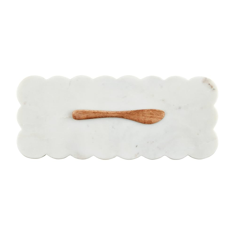 Mud Pie Scallop Marble Board Set, 12'' x 5'', White | Amazon (CA)