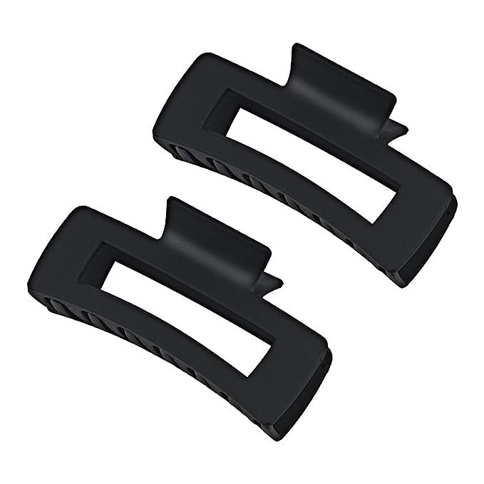 Black Hair Claw Clips Large Hair Clips for Women Girls, 4.2'' Matte Rectangle Hair Clips for Thic... | Amazon (US)