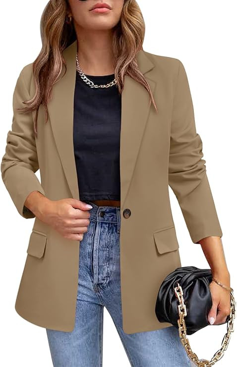 Womens Casual Blazer Jacket Long Sleeve Open Front Work Office Blazer Lapel Button Jacket | Amazon (US)