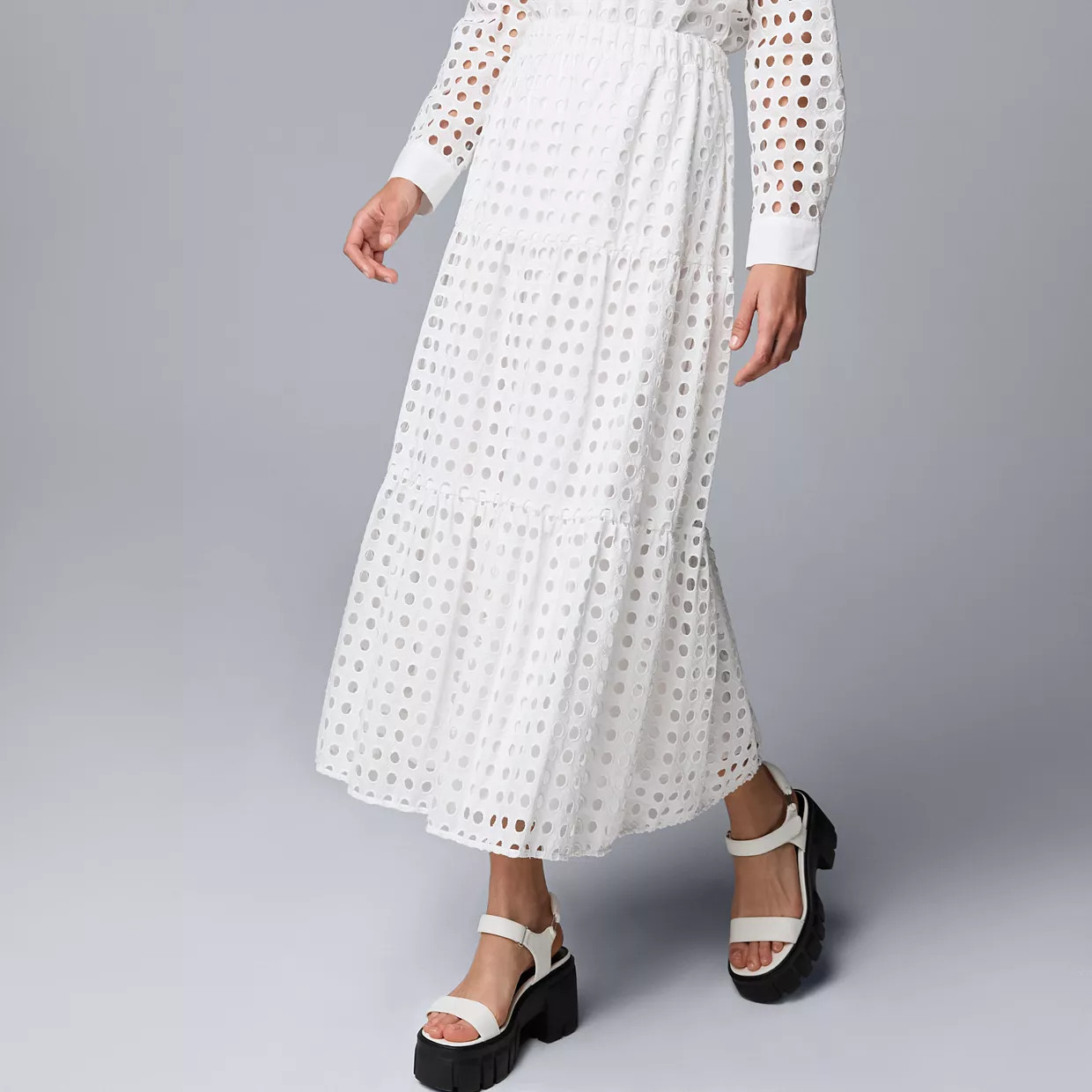 Women's Simply Vera Vera Wang Eyelet Maxi Skirt | Kohl's