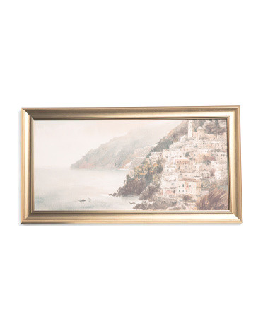 30x16 Amalfi Coast Simple Brass Framed Wall Art | TJ Maxx