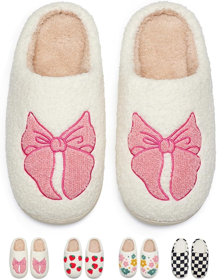 Cute House Slippers for Women Men Warm Cozy House Shoes Fuzzy Home Slippers with Memory Foam Indo... | Amazon (US)