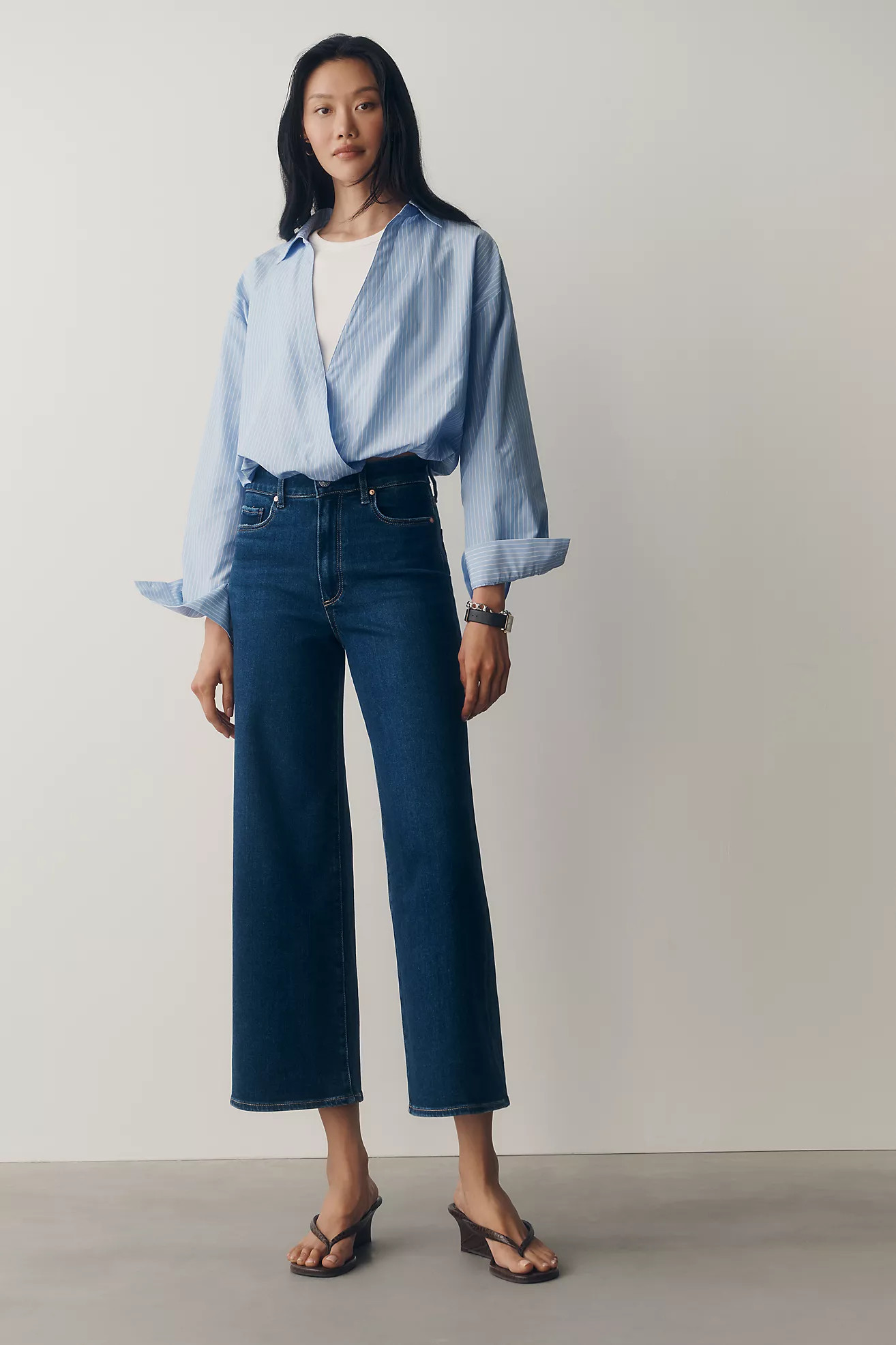 PAIGE Anessa 27" High-Rise Crop Wide-Leg Jeans | Anthropologie (US)