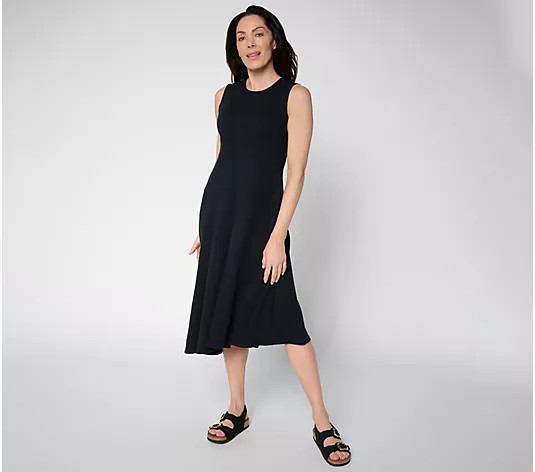 Peace Love World Petite Crew Neck Asymmetrical Midi Dress - QVC.com | QVC