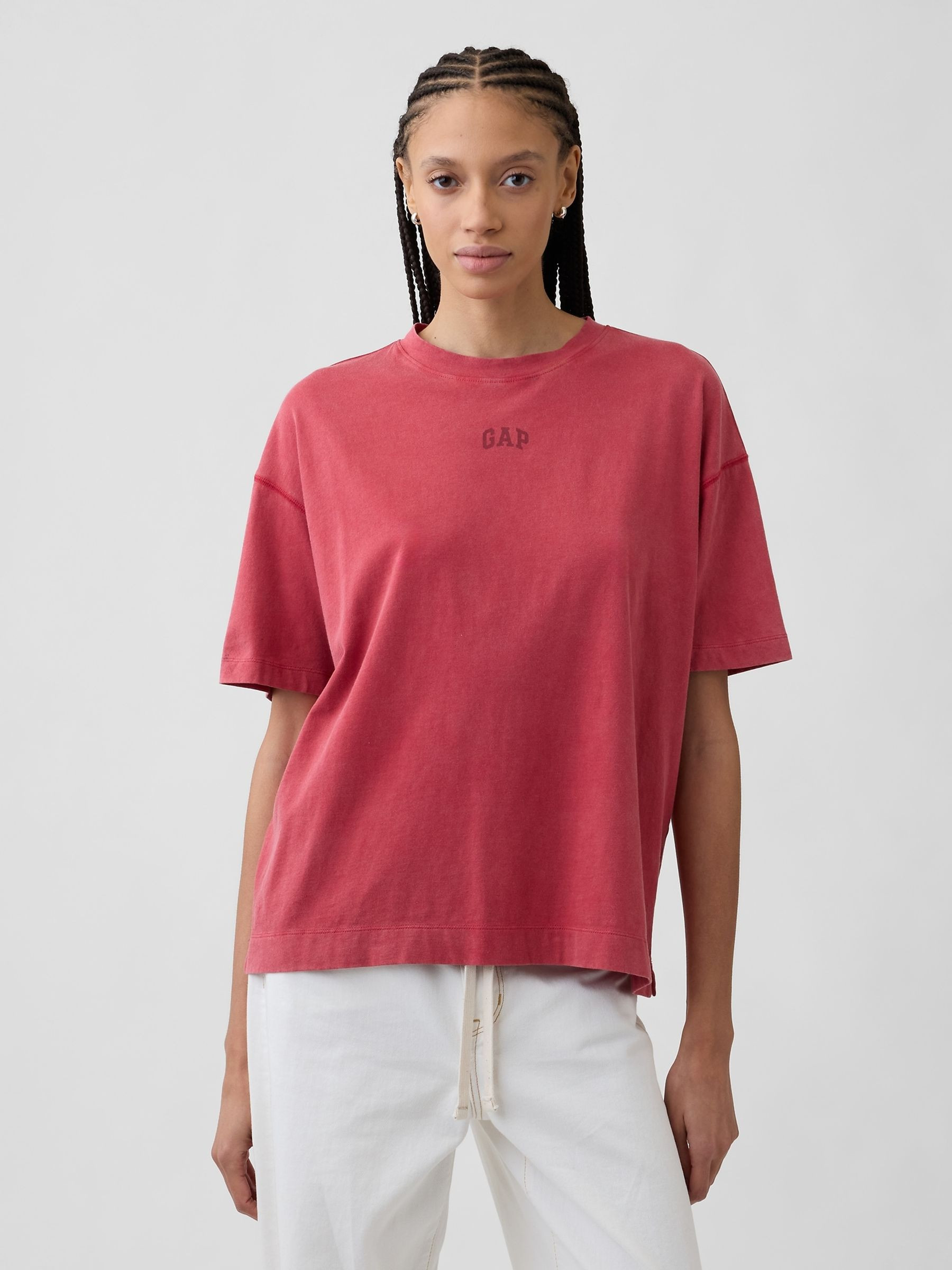 Red Vintage Soft Athletic Logo Longline Short Sleeve T-Shirt | Gap | GAP UK