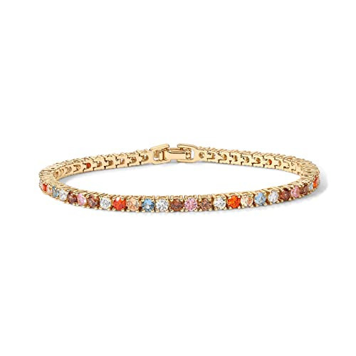 PAVOI 14K Gold Plated Brownish Multi Colored Cubic Zirconia Tennis Bracelet | Yellow Gold Bracelets for Women | 7.5 Inches | Amazon (US)