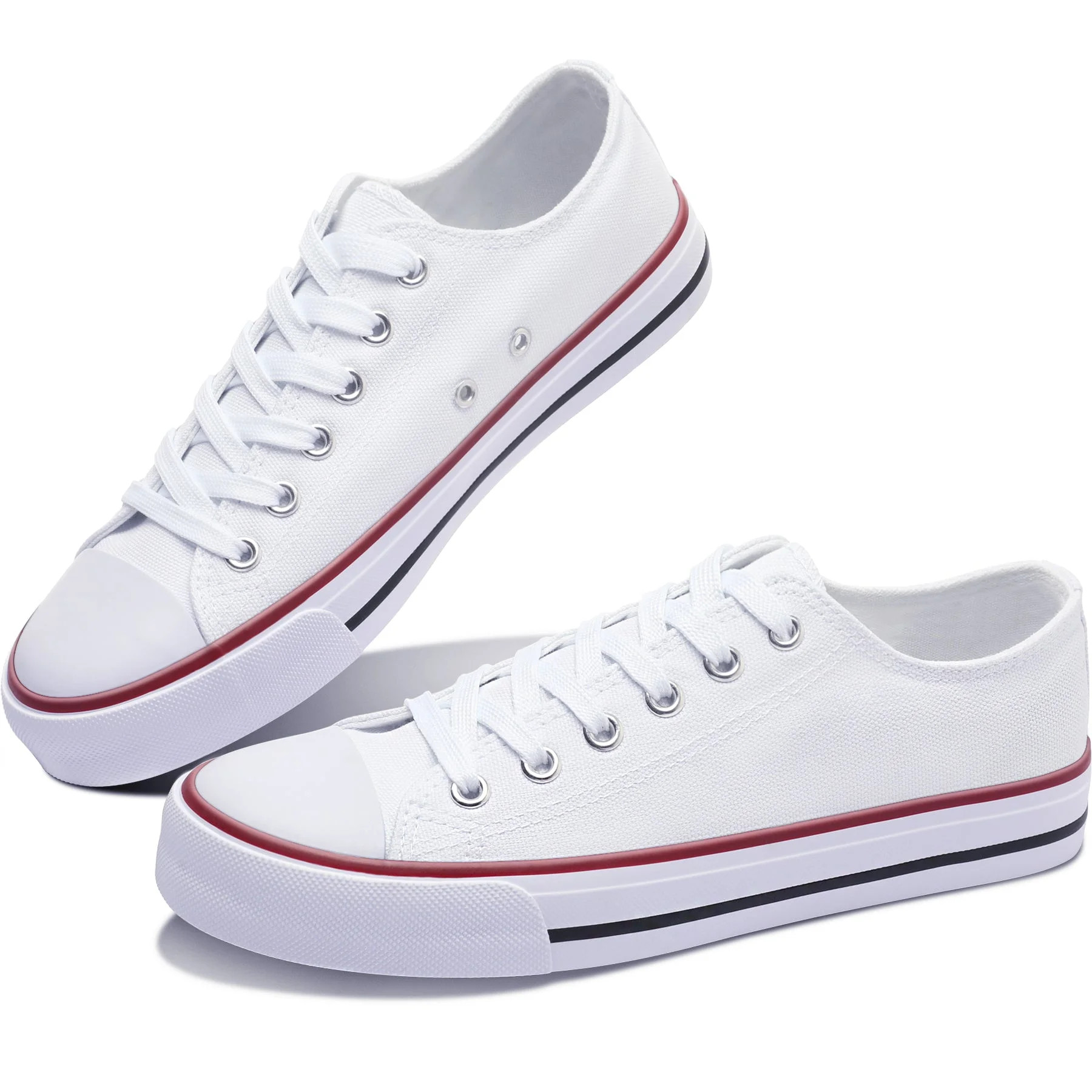 Obtaom Womens Canvas Fashion Sneakers Cute Low Top Shoes Walking Flats for Lady(White,US8) | Walmart (US)