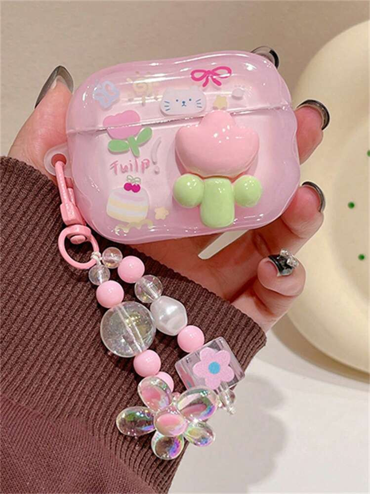 Cute Cartoon 3D Pink Butterfly Y2K Headphones Compatible With AirPods 1 2 3 With Kawaii Star Pend... | SHEIN