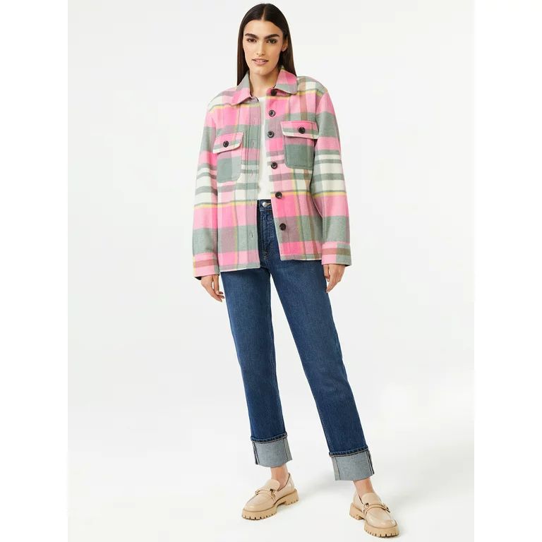 Free Assembly Women's Wool Blend Shirt Jacket | Walmart (US)