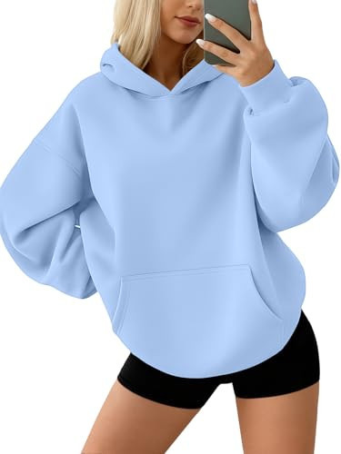 AUTOMET Hoodies for Women Oversized Sweatshirts Fall Fashion Outfits 2025 Pullover Fleece Casual Sweaters Winter Y2k Clothes LightBlue L | Amazon (US)