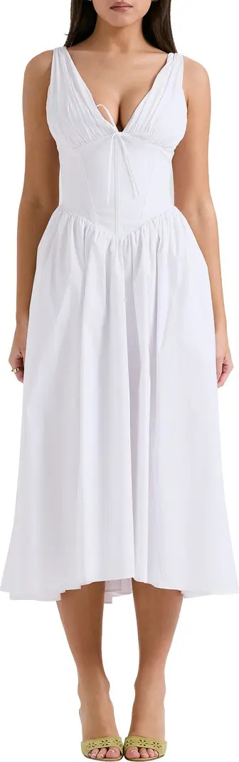 Emmelina Sleeveless Stretch Poplin Midi Dress | Nordstrom