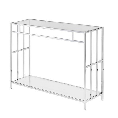 Mission Glass Console Table Chrome - Breighton Home: Modern Entryway Furniture, Clear Tempered Shelf | Target