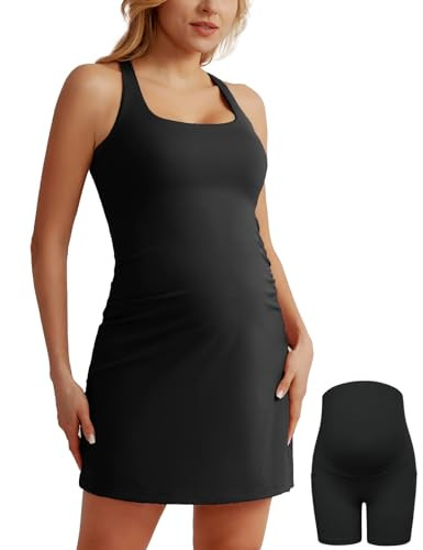 Maacie Maternity Tennis Dress with Shorts and Pockets Black XXL | Amazon (US)