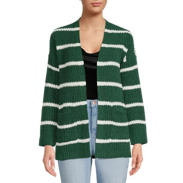 No Boundaries Juniors' Striped Cardigan Sweater - Walmart.com | Walmart (US)