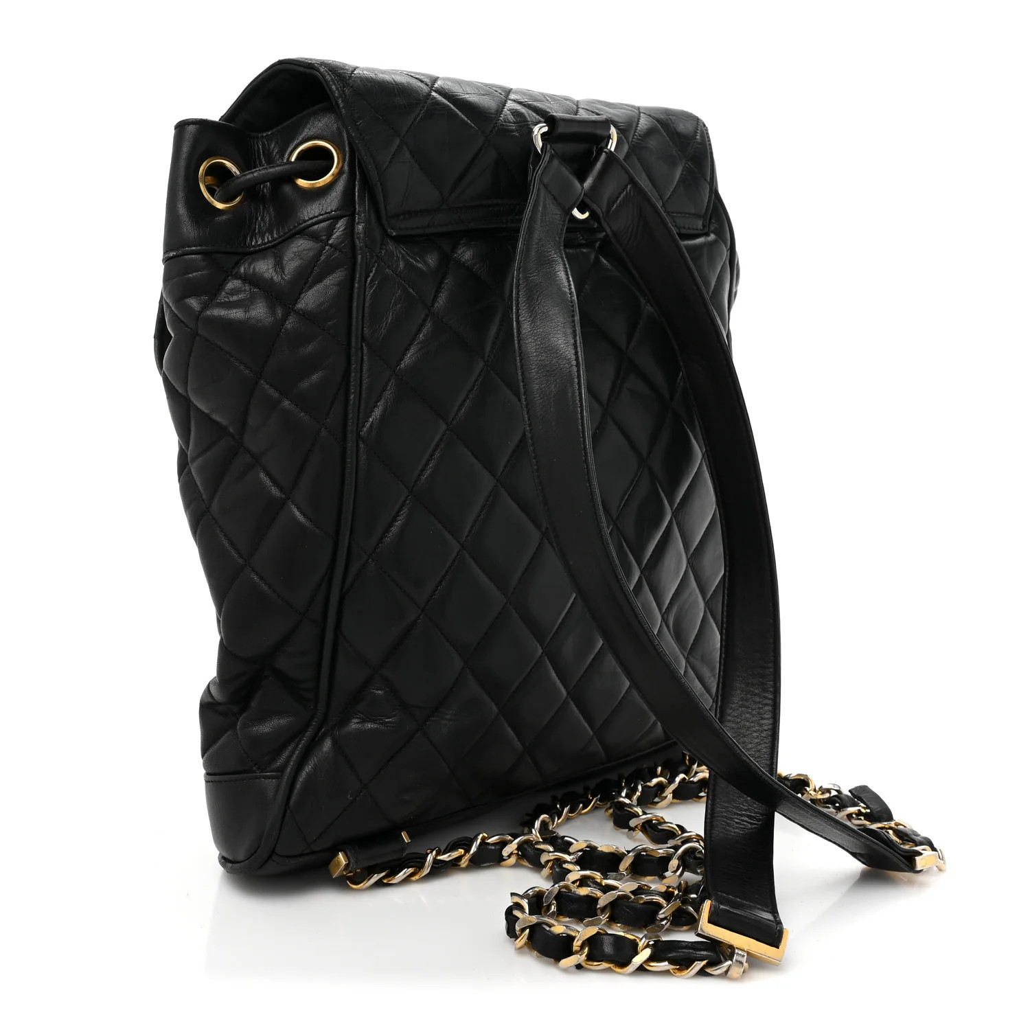 Lambskin Quilted Drawstring Backpack Black | FASHIONPHILE (US)