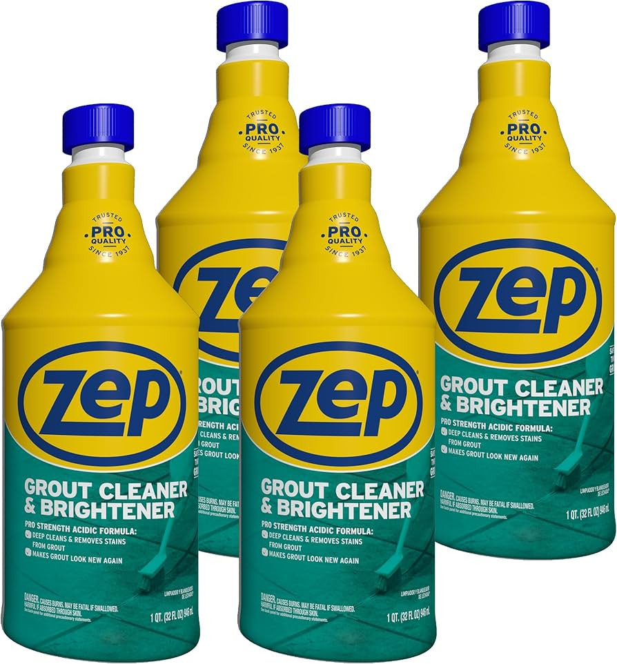 Zep Industrial Grout Cleaner and Brightener - 32 oz (Pack of 4) ZU104632 - Deep Cleaning Pro Form... | Amazon (US)