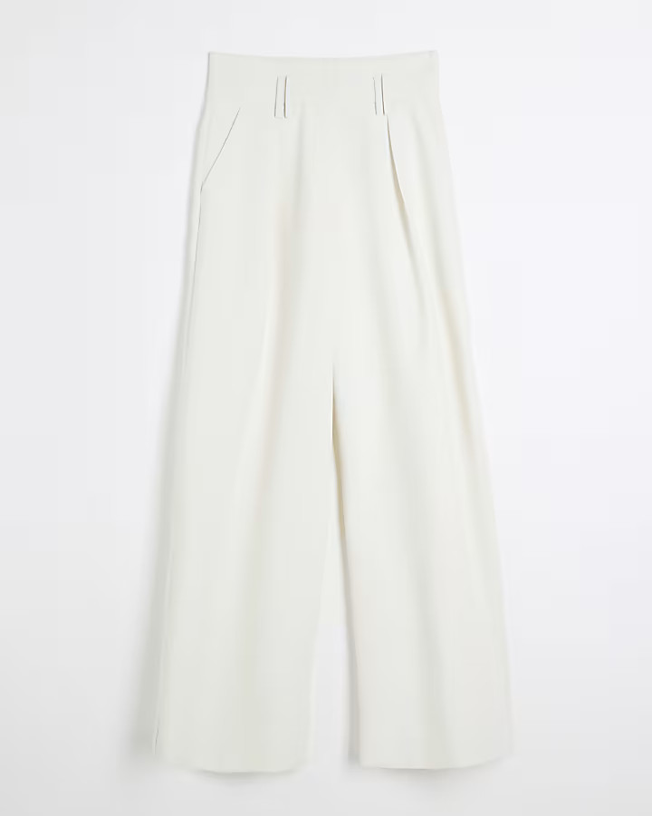 Cream High Waisted Wide Leg Trousers | River Island UK & IE