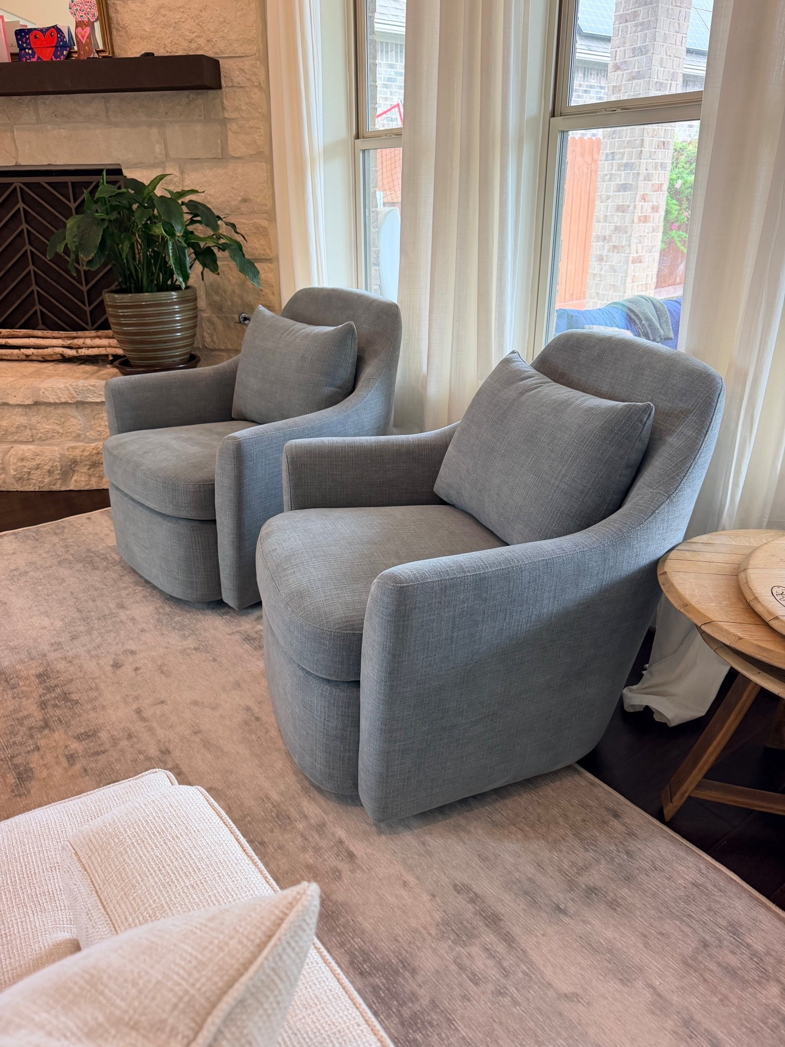New chairs from West Elm have arrived. These are the Dallas Swivel chairs in Dusty Blue. I love them!

#LTKHome