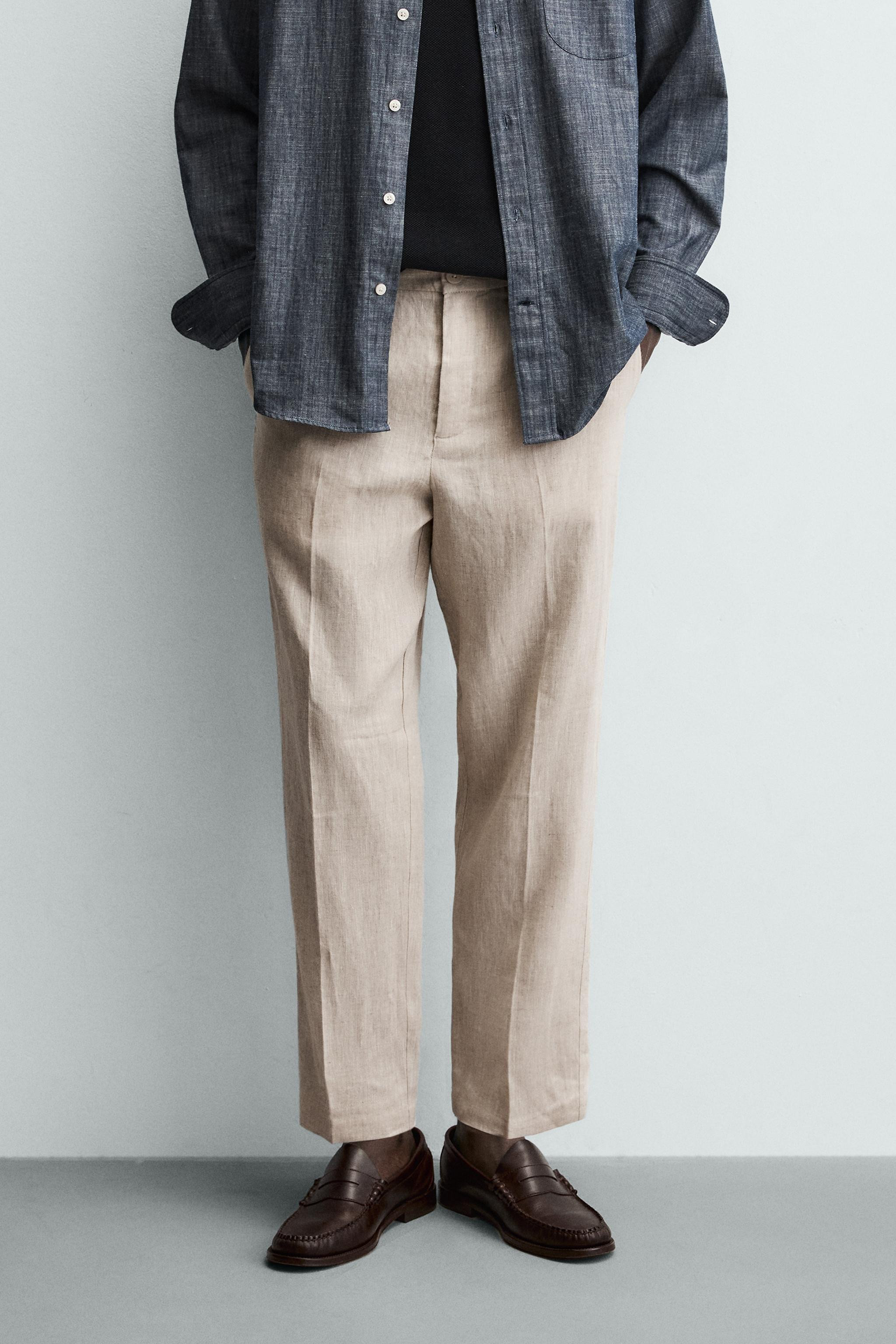 100% LINEN REGULAR FIT PANTS | Zara US