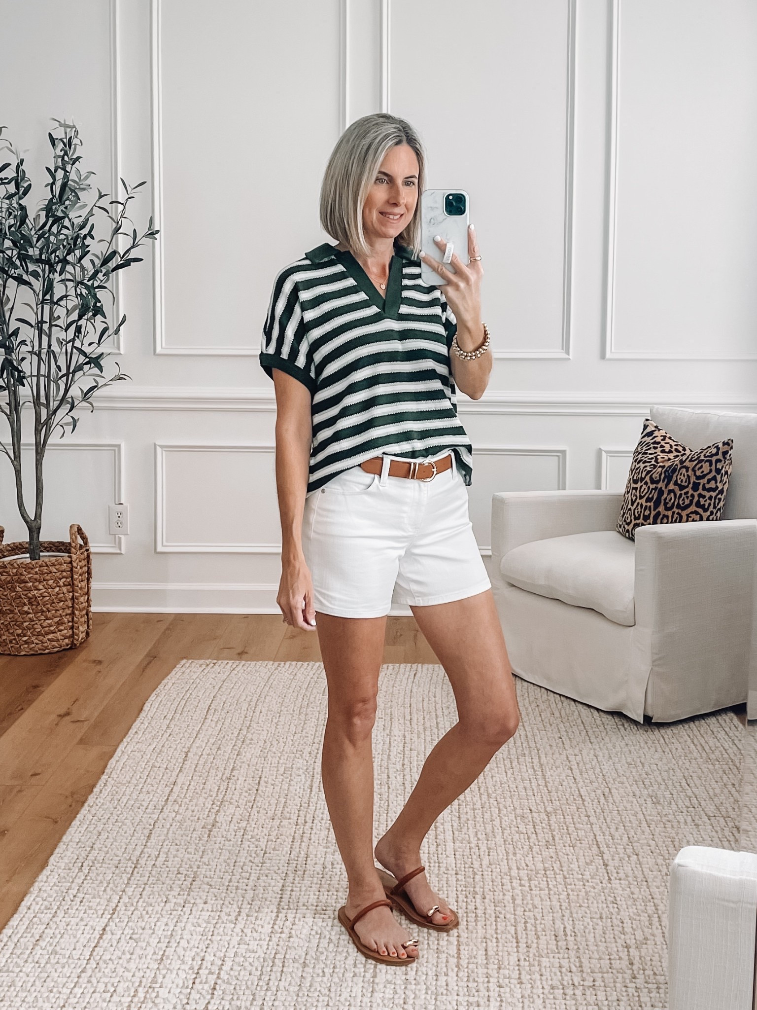 Striped relaxed fit polo sweater wearing an xs 
White denim shorts in a 4 
Target sandals look for less 
Spring outfit idea 

#springstyle #springoutfits #shortsseason #whitedenim 


#LTKShoeCrush #LTKOver40 #LTKFindsUnder50