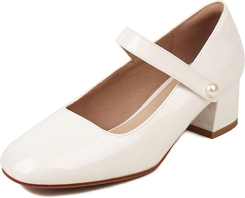 Naiyee Mary Jane Shoes Women Chunky Heel Ankle Strap Dress Shoes for Women Low Heels Close Rounde... | Amazon (US)