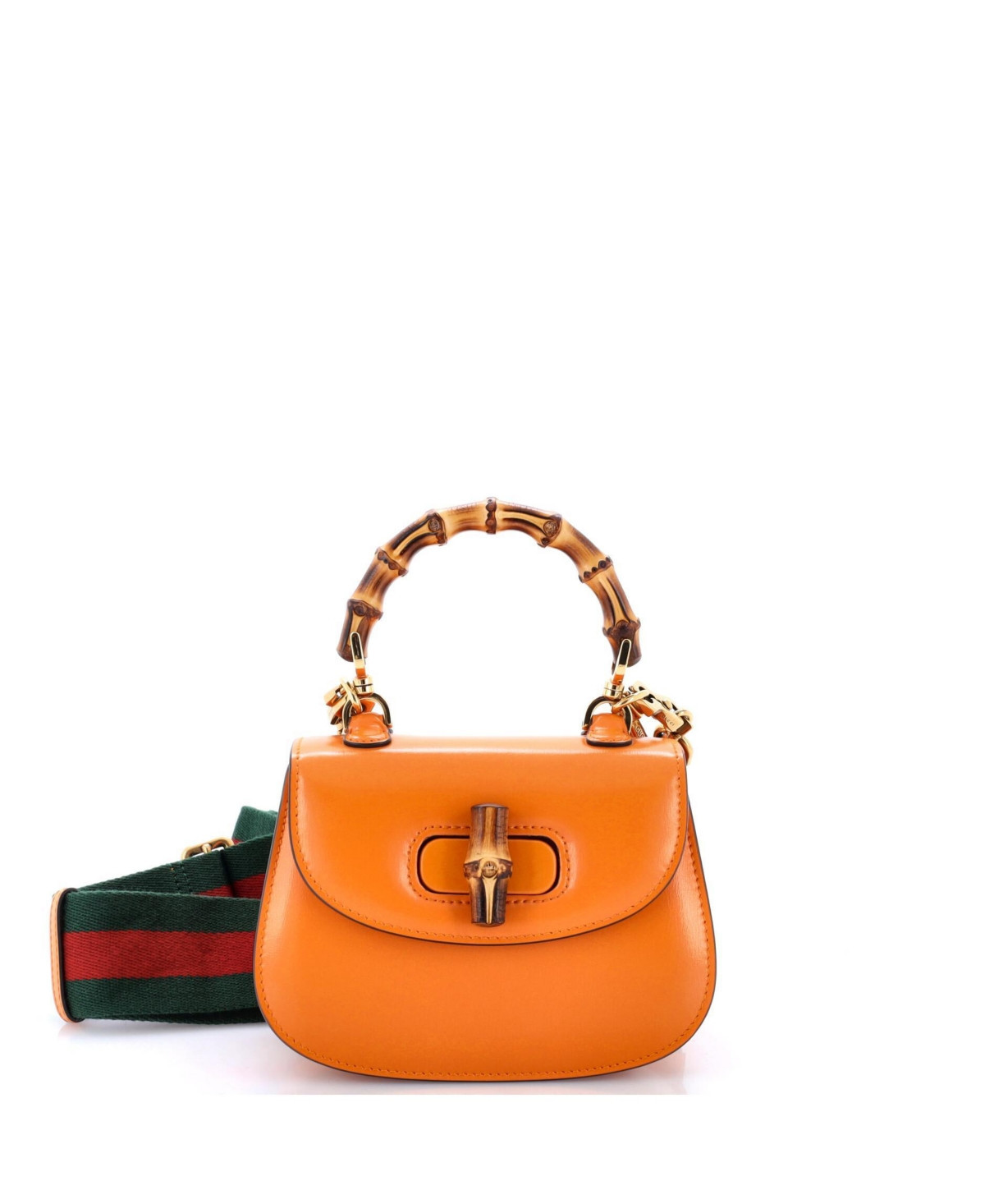 Pre-Owned Gucci Mini Bamboo 1947 Top Handle Bag Leather - Orange | Macy's