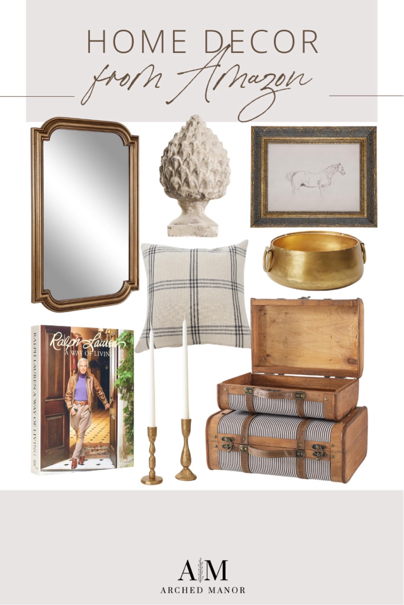 Loving these home finds from Amazon! Mirror, horse art, pillow cover, gold candle stick holder 

#LTKStyleTip #LTKFindsUnder50 #LTKHome