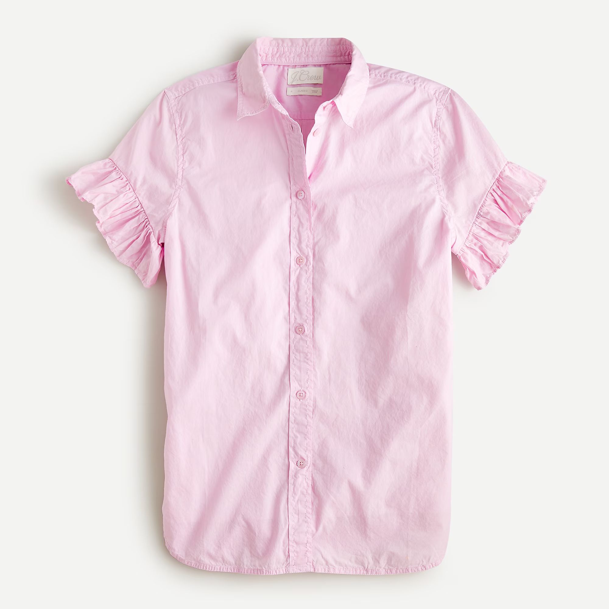 Classic-fit lightweight cotton poplin ruffle-sleeve shirt | J.Crew US