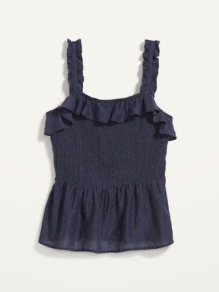 Ruffled Smocked-Bodice Sleeveless Top for Women | Old Navy (US)