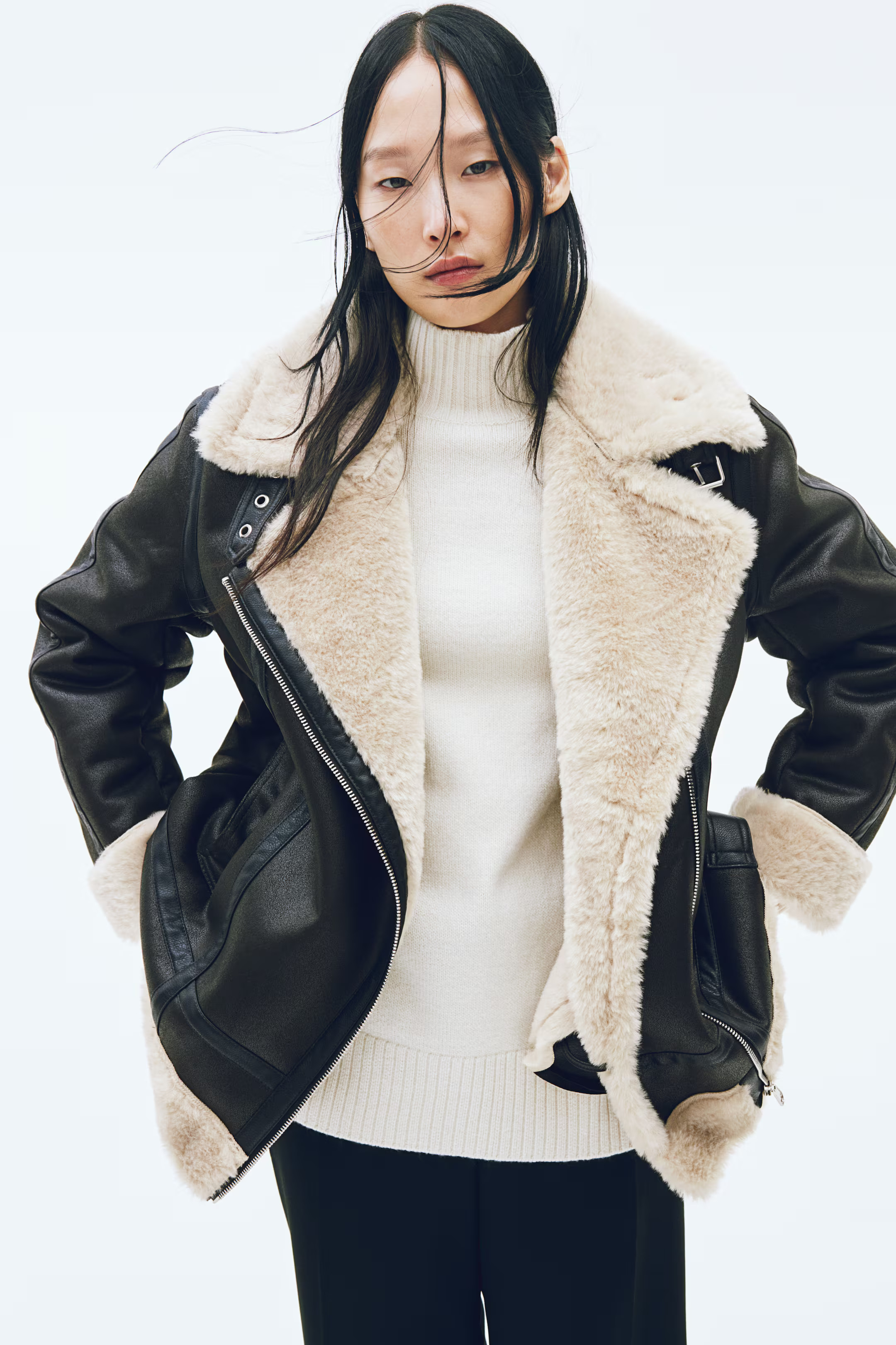 Oversized aviator jacket - Dark brown - Ladies | H&M GB | H&M (UK, MY, IN, SG, PH, TW, HK)