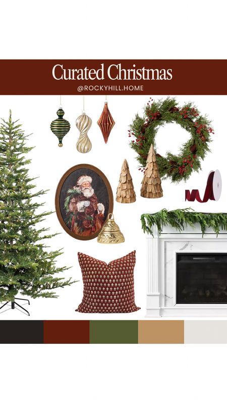 Traditional Red, Green & White Christmas Decorations, ornaments, Santa portrait, red pillow, Christmas wreath, studio McGee holiday collection 

#LTKstyletip #LTKHoliday #LTKhome