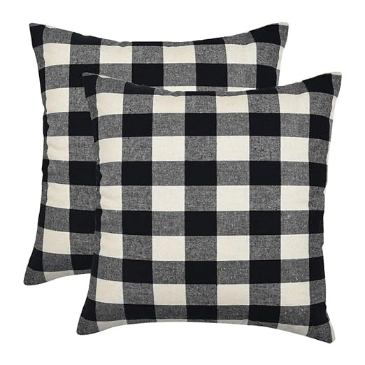 WFLOSUNVE Buffalo Check Throw Pillow Cover, 100% Cotton Decorative Plaid Pillow Case Cushion Cove... | Amazon (US)